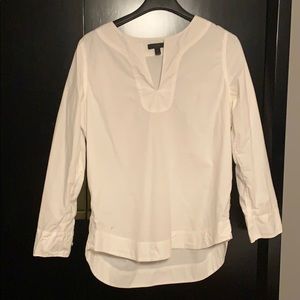 JCrew Split Neck white cotton tunic